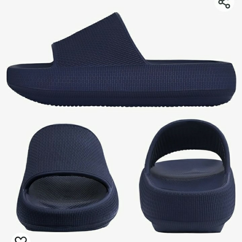 Womens sz 9-10 navy blue soft pillow cloud slide Sandals new Unisex slip on shoe